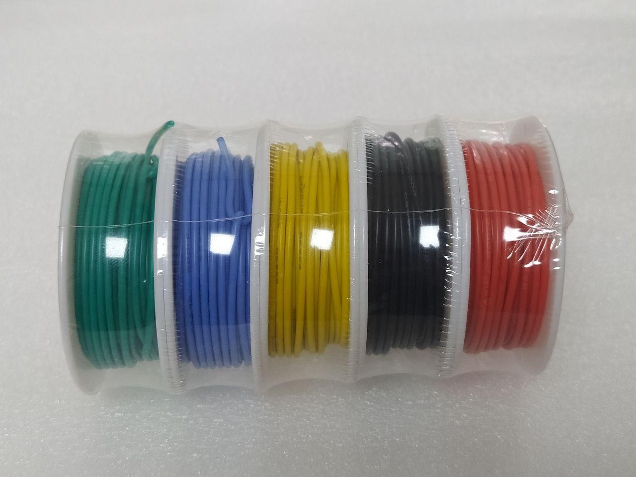 Набір проводів 24AWG 5 кольорів по 10м у силіконовій ізоляції