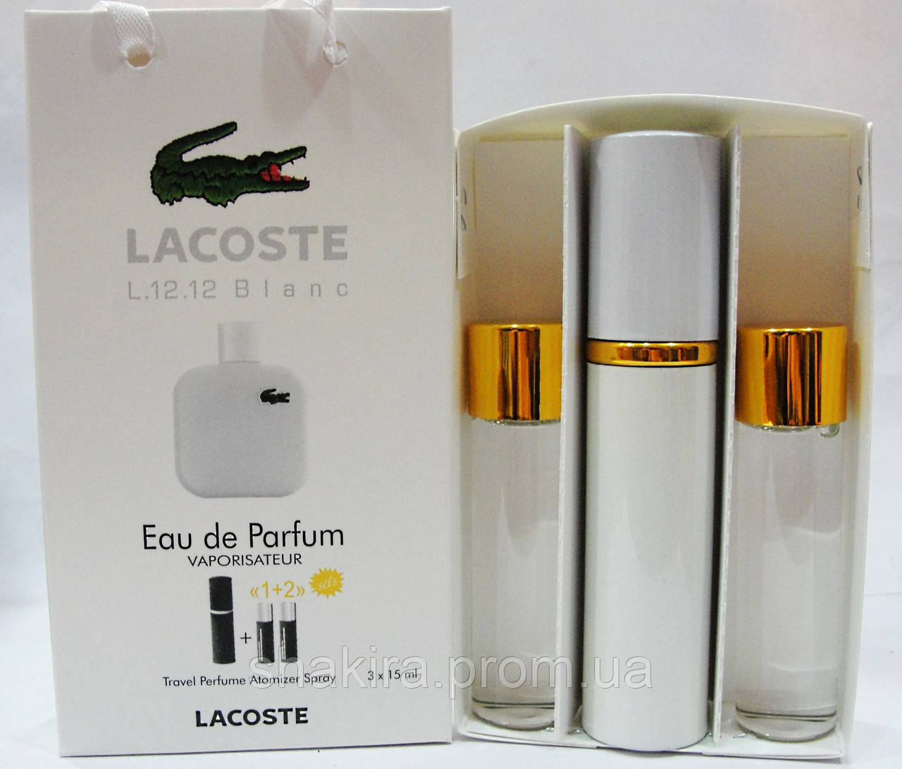 Духи набор для мужчин Lacoste Eau De L.12.12 Blanc (лакоста бланк)45 мл - фото 1 - id-p321074307