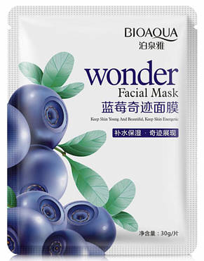 Тканинна маска для обличчя Bioaqua Blueberry Facial Mask з екстрактом чорниці, 30 г, фото 3