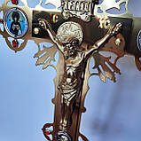 Церковний напрестольний латуневий хрест з камінням 65 см, фото 2