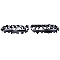 Решітка ноздрі BMW (БМВ) X3 X4 series G01 G08 G02 (2018-2023) - Глянець 2 ребра (DA-21162), фото 6