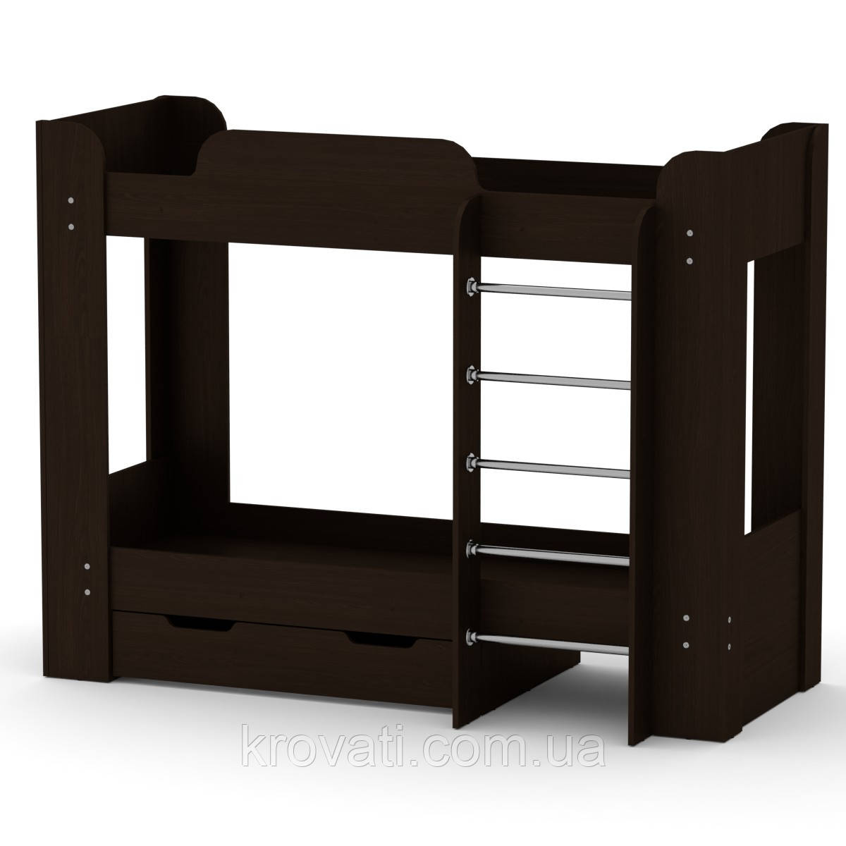 Двоярусне ліжко з ящиком Твікс-2, Компаніт, Венге темний