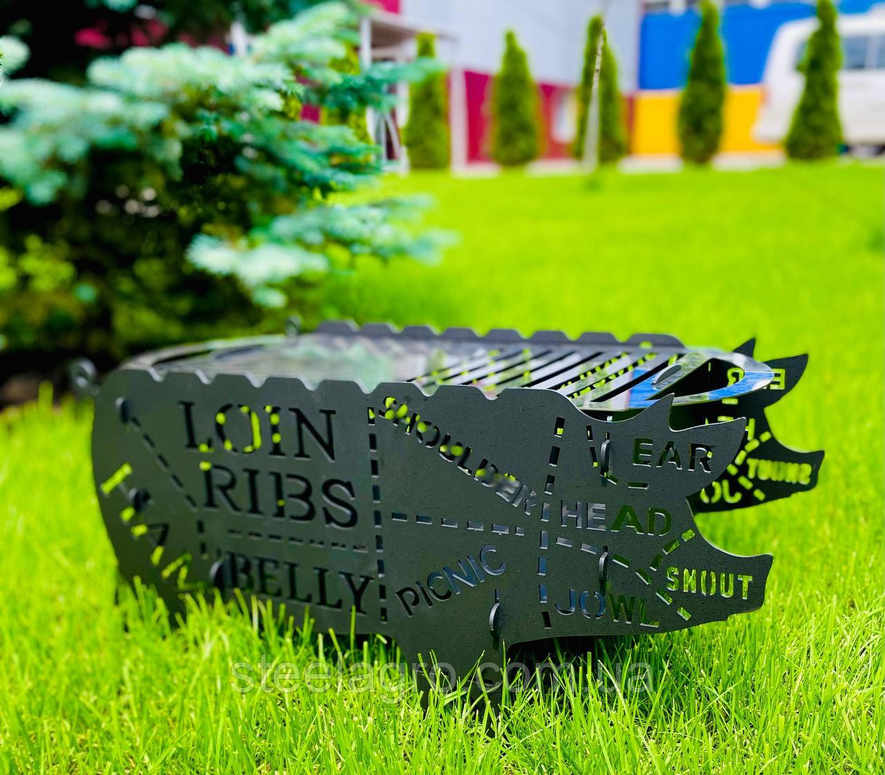 Мангал розбірний "Кабанчик - BBQ" з решіткою з неіржавкої сталі., фото 1