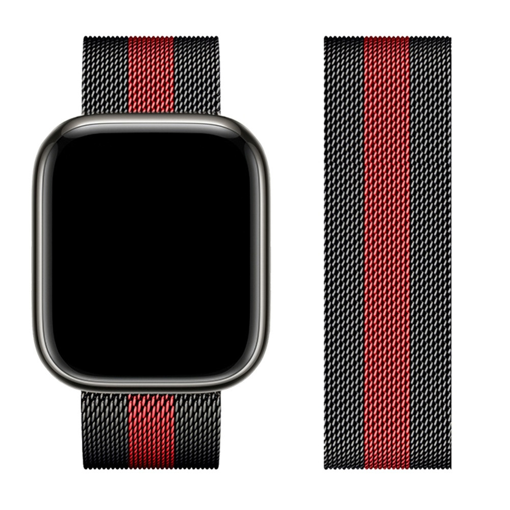 YUF Ремешок металлический Hoco iWatch WA03 milanese steel 38/ 40/ 41mm black red, фото 1