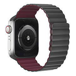 DR Ремінець силіконовий Hoco iWatch WA07 magnetic 42/ 44/45/49 mm grey red wine