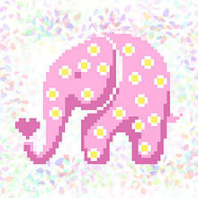 Рожевий слон Флізелін пришивний водорозчинний з малюнком Confetti K-119