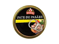 Паштет куриный Baroni Pate de Porc, 120 г (Румыния), консерва мясная с курицой в жестяной банке