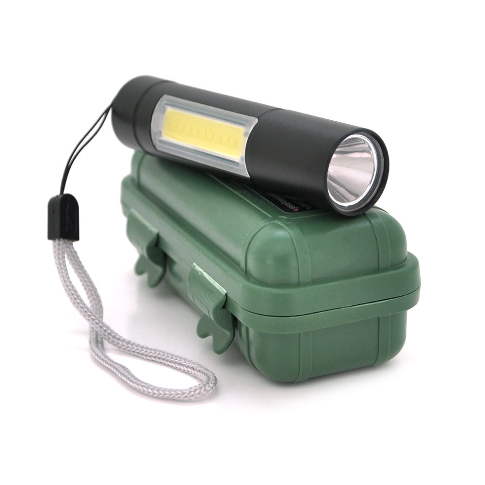 Ліхтарик 510COB, 3WLED+COB, алюміній, вбудований акум, USB кабель, Box