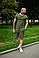 Чоловічий літній комплект хакі, футболка і шорти в смужку, фото 3