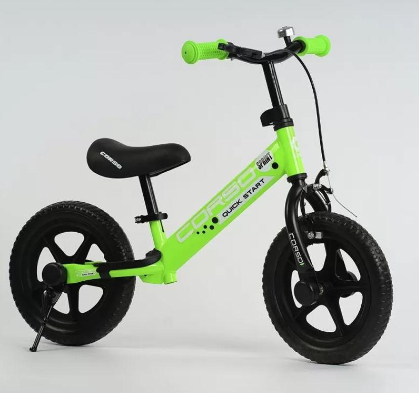 Велосипед беговел, детский велобег для малышей CORSO SPRINT, беговел с тормозами зеленый - фото 3 - id-p1855751194