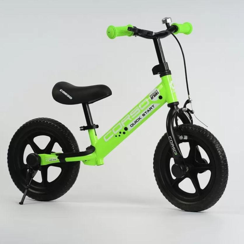 Велосипед беговел, детский велобег для малышей CORSO SPRINT, беговел с тормозами зеленый - фото 4 - id-p1855751194