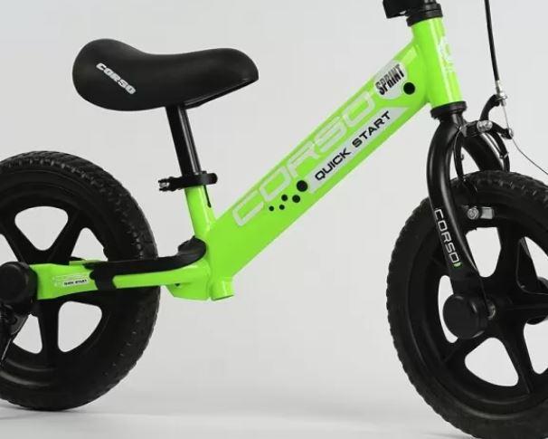 Велосипед беговел, детский велобег для малышей CORSO SPRINT, беговел с тормозами зеленый - фото 7 - id-p1855751194