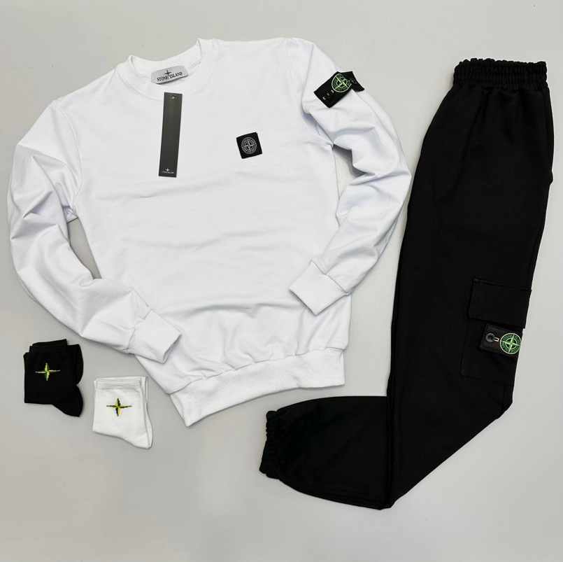 Спортивний костюм Stone Island одяг Стон Айленд світшот кофта светр штани білий чоловічий жіночій весна літо