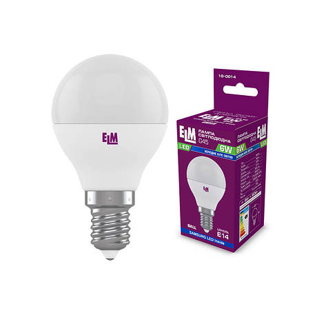 Лампа світлодіодна куля ELM  Led 6W цоколь E14 4000K нейтрального кольору, фото 1