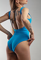 Женский голубой купальник Кельвин Кляйн, красивый слитный закрытый купальник однотонный из бифлекса
