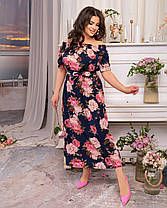 Сукня у підлогу квіткова БАТАЛ, фото 2