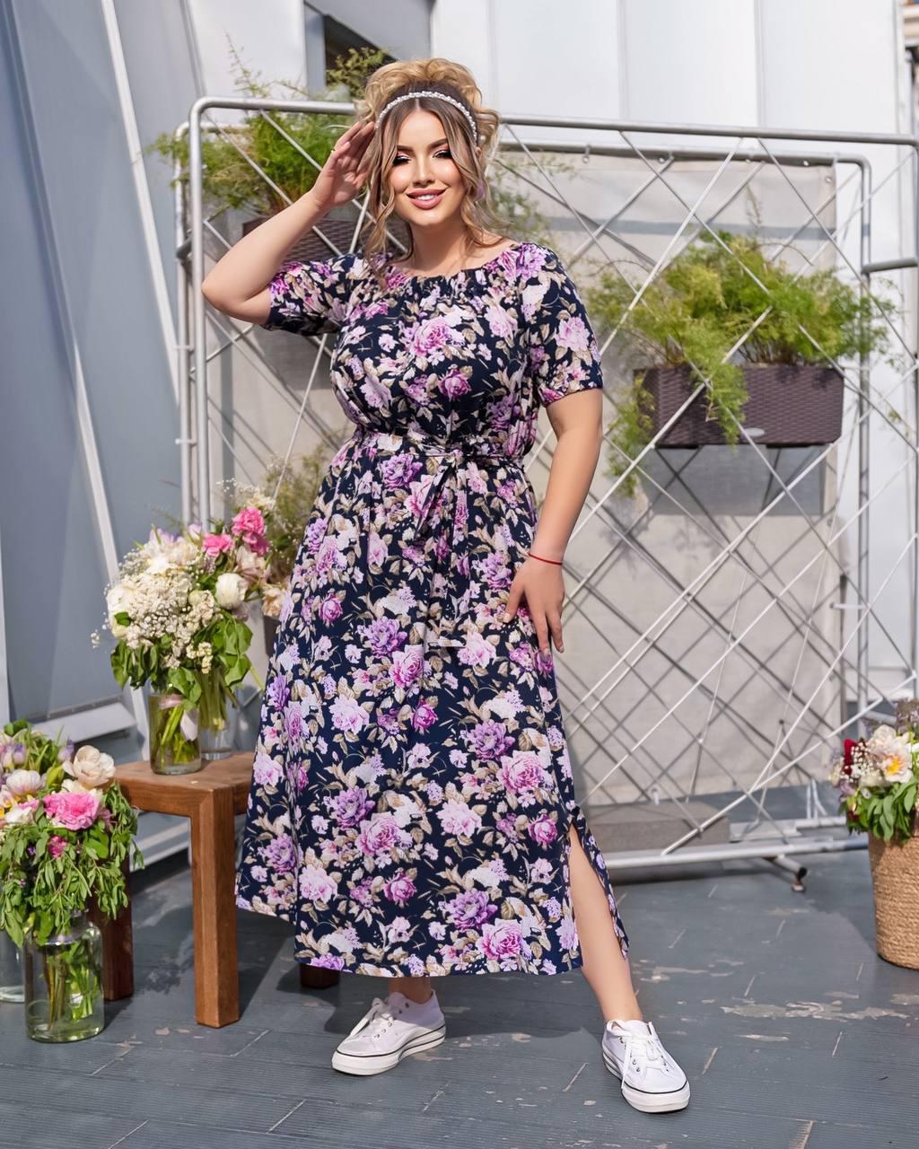 Сукня у підлогу квіткова БАТАЛ