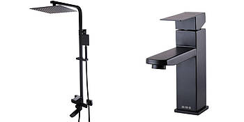 Душева система Kroner KRP Edelstahl Kubus SCH063 із краном Kroner KRP Edelstahl Kubus SCH010 у наборі