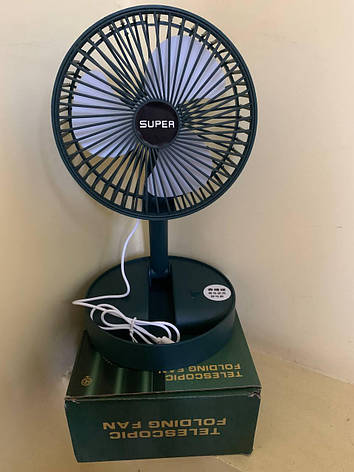 Портативний вентилятор Telescope Fan працює від мережі, безшумний портативний мінівентилятор Зелений, фото 1