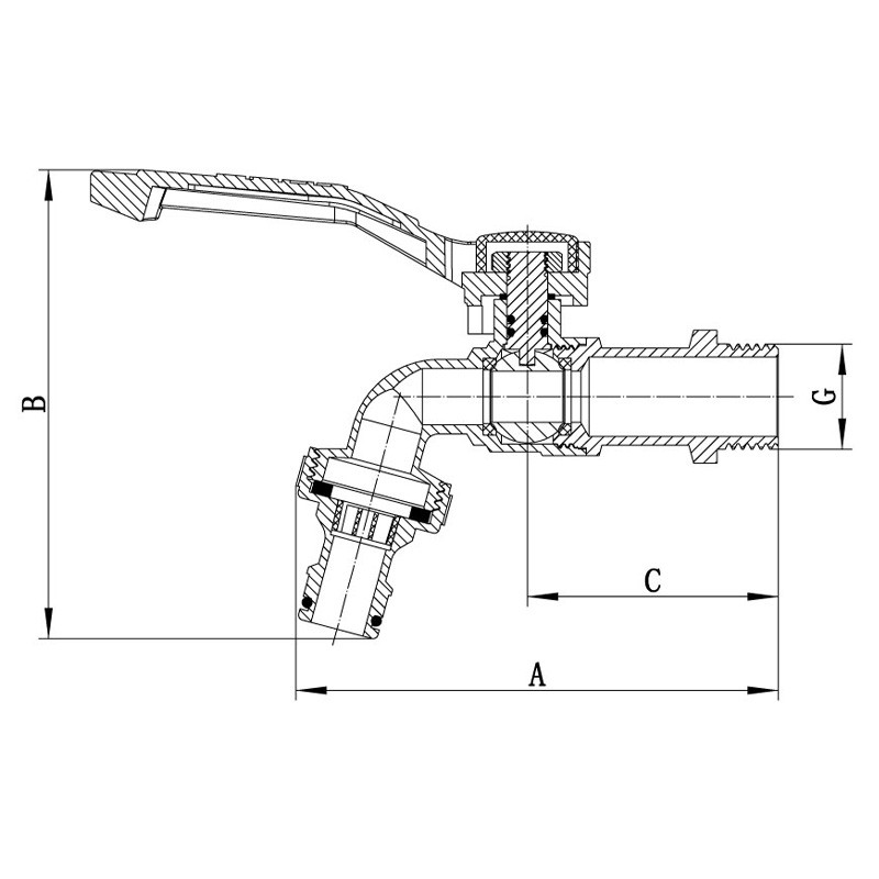 Кран полива KOER KR.247 - 1/2" с коннектором для быстрого подключения шланга (KR3196) - фото 2 - id-p1855771227