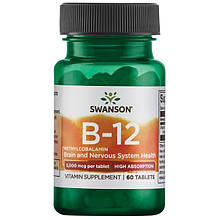 Вітамін В-12 Swanson Vitamin B12 Methylcobalamin 5000 mcg 60 Tabs