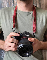 Ремінь з паракорду для фото / відеокамер на шию або плече, колір виробу і карабіну під замовлення