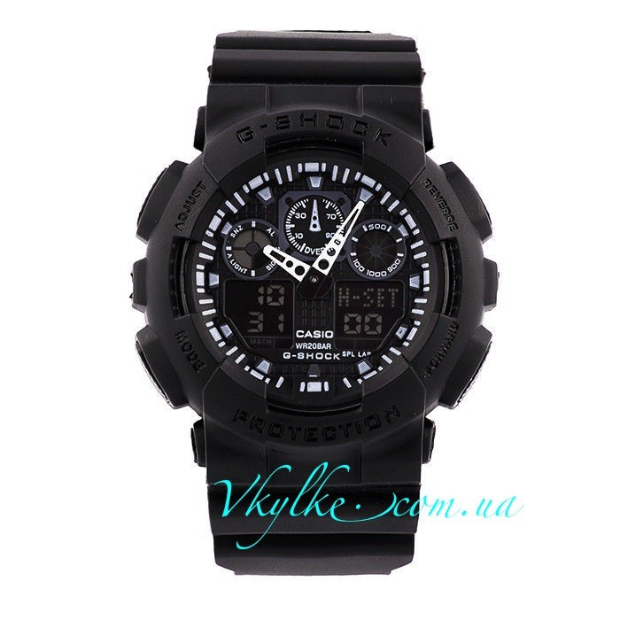 Годинник Casio G-Shock GA-100 чорні з чорним