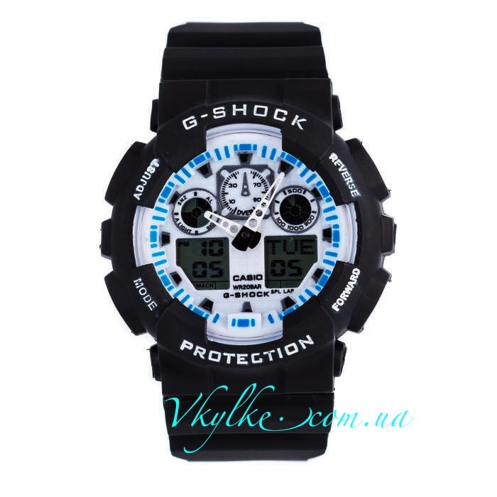 Годинник Casio G-Shock GA-100 чорні з білим дисплеєм