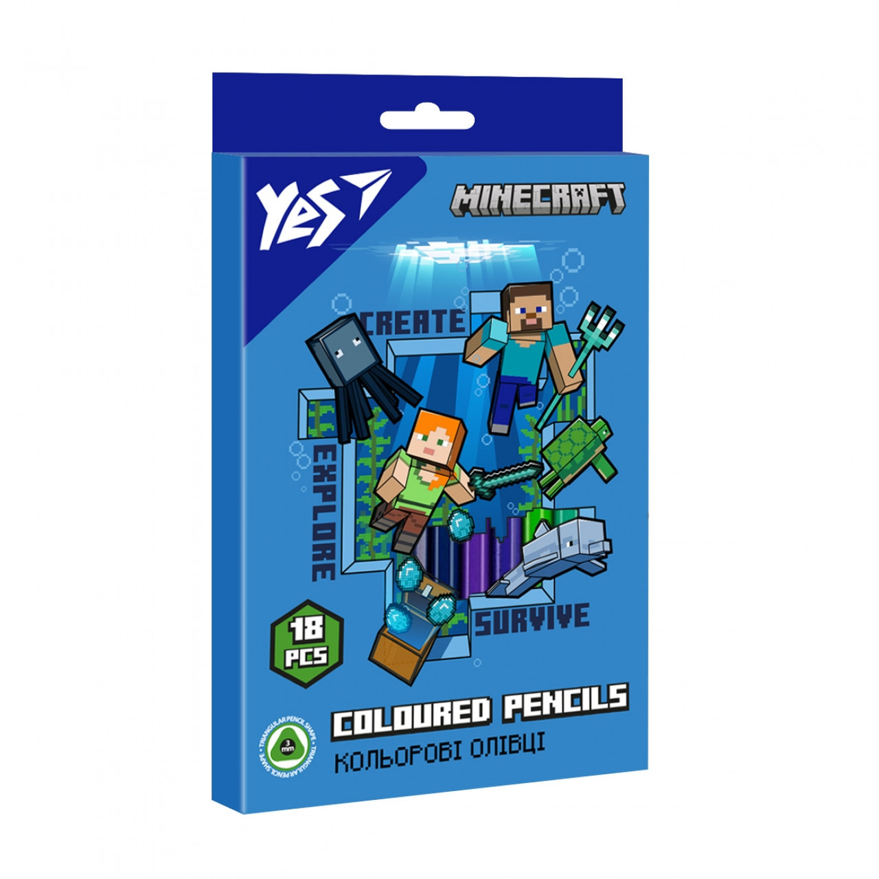 Олівці кольорові YES 18 кольорів Minecraft (290715), фото 1