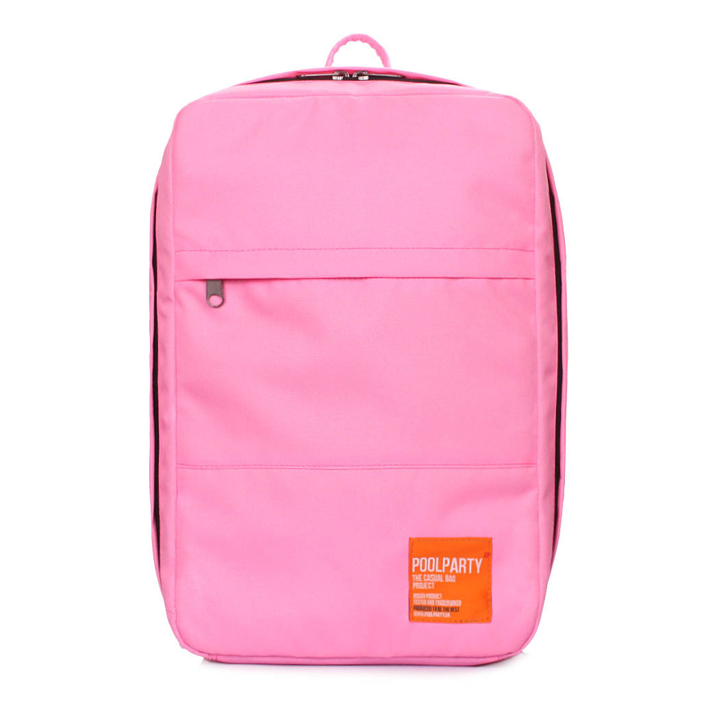 Рюкзак-сумка для ручної поклажі Poolparty HUB 40x25x20 см - Ryanair / Wizz Air / МАУ рожевий