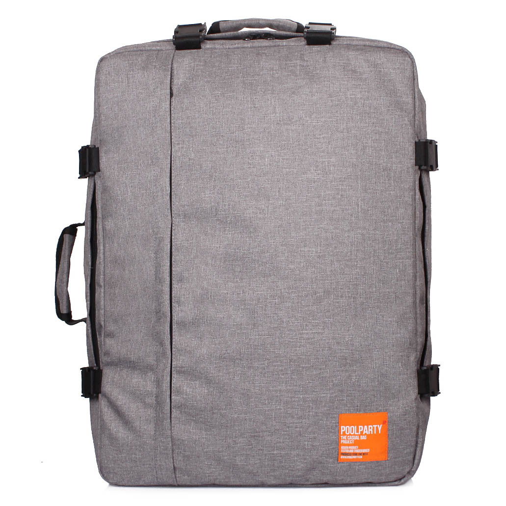 Рюкзак-сумка для ручної поклажі Poolparty Cabin 55x40x20 МАУ сірий