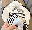 Косинка шовкова хустка в смужку на шию на сумку жіночий атласний шаль з принтом шовк-армані Білий, фото 3