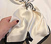Косинка шовкова хустка в смужку на шию на сумку жіночий атласний шаль з принтом шовк-армані Білий, фото 4