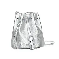 Шкіряна сумочка на зав&apos;язках Poolparty Bucket bucket-silver срібний