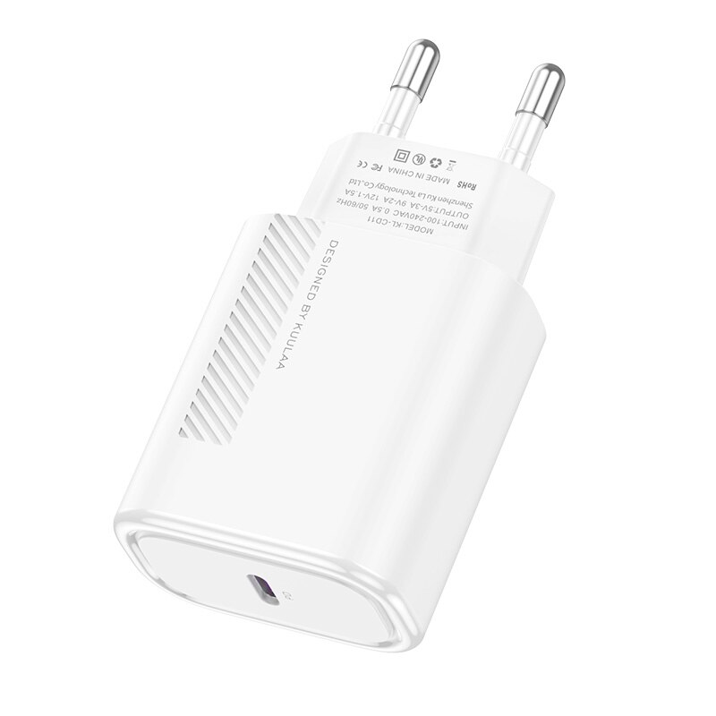 Зарядний пристрій KUULAA PD Charger QC4.0 Type-C 18W EU white