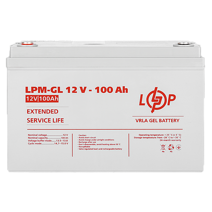 У/Ц Акумулятор гелевий LPM-GL 12V - 100 Ah, фото 1