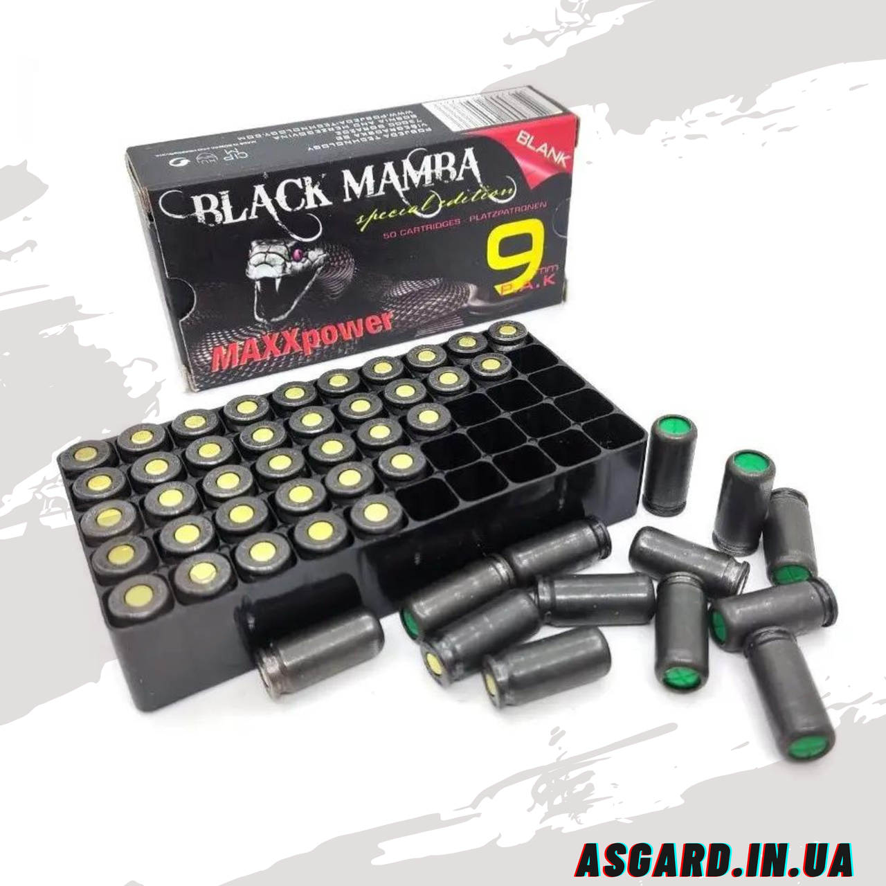 Патрон холостий MaxxTech 9мм пістолетний Black Mamba ASG, фото 1