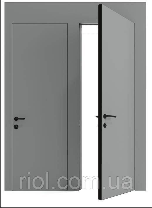 Міжкімнатні двері прихованого монтажу Smart Invisible з чорним ПВХ торцем, фото 1