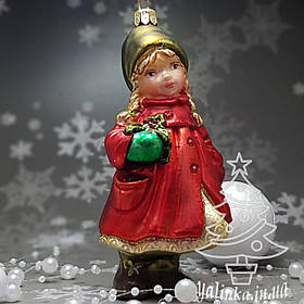 Скляна ялинкова іграшка дівчинка дівчинка з  квіткою Komozja Family
