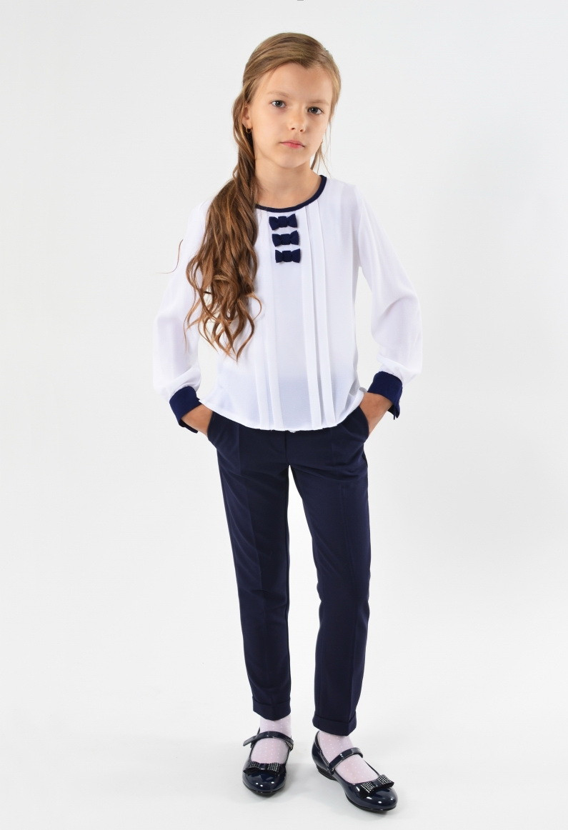 Шкільні недорогі красиві брюки з кишенями для дівчинки 122,128,134,140,146 колір синій