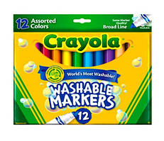 Фломастери Broad Line Washable (на водній основі), у наборі 12 кольорів, Crayola (Крайола)