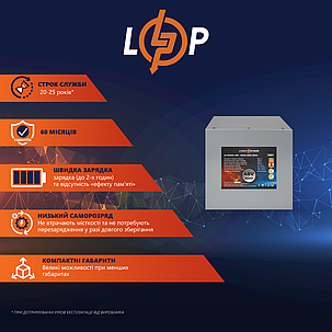 Акумулятор LP LiFePO4 48V (51,2V) - 202 Ah (10342Wh) (BMS 200A) металл, фото 2