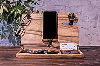 Настольный деревянный органайзер для телефона и часов «iBook»