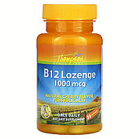 Вітамін B12 з фолієвою кислотою, натуральний аромат вишні, Thompson, 1000 мкг, 30 пастилок