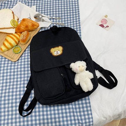 Стильний тканинний рюкзак із вишивкою Ведмежати, фото 1