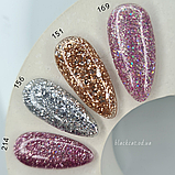 Гель лак рожевий з блискітками, шиммером, глітером Global Fashion №169 8ml, фото 3