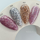 Гель лак рожевий з блискітками, шиммером, глітером Global Fashion №169 8ml, фото 2