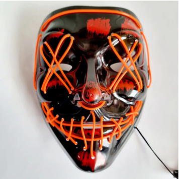 Світиться неонова LED маска "Судна ніч" помаранчева | лід маска для вечірок світиться неоном в темряві