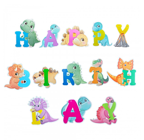 Гірлянда стиль "З Днем Народження. Динозаври", англ, Гирлянда "С Днем Рождения"