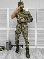 Літній тактичний комплект 4в1 ЗСУ мультикам, Штурмова армійська форма штани + кітель + футболка + бейсболка